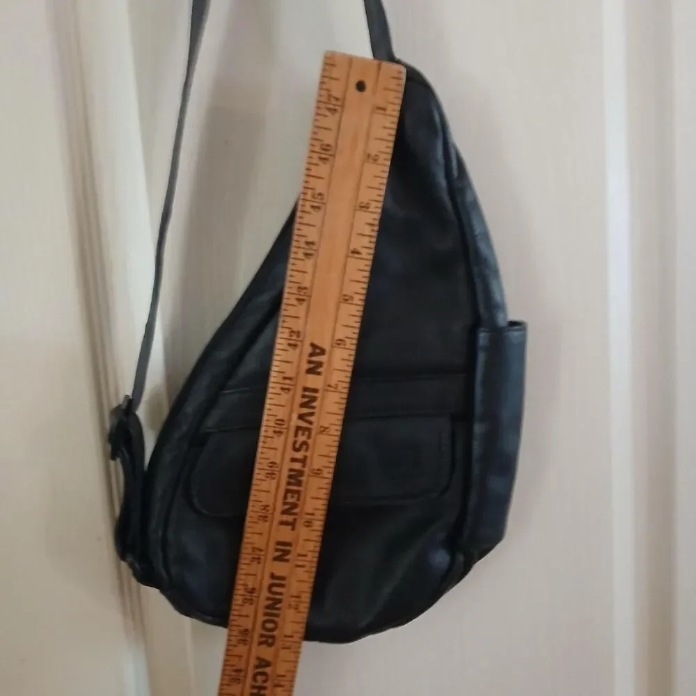 Vintage AmeriBag Black Leather Healthy Back Bag Sling Backpack Gorpcore Basic